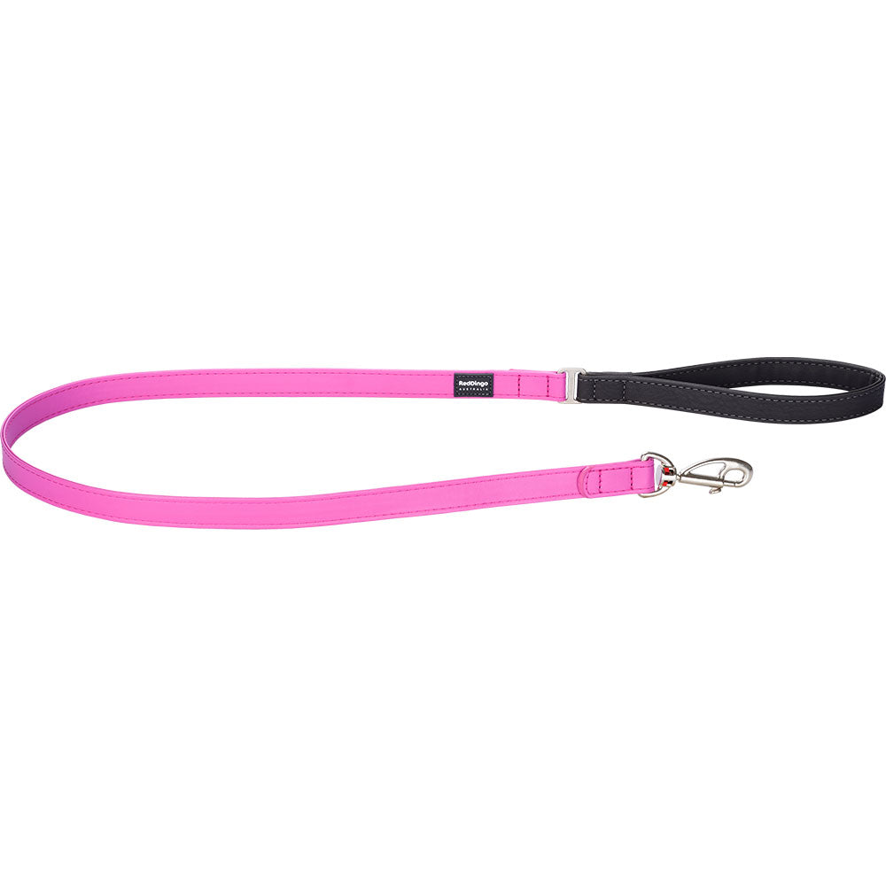 Elegante plomo para perros de cuero vegano (rosa fuerte)