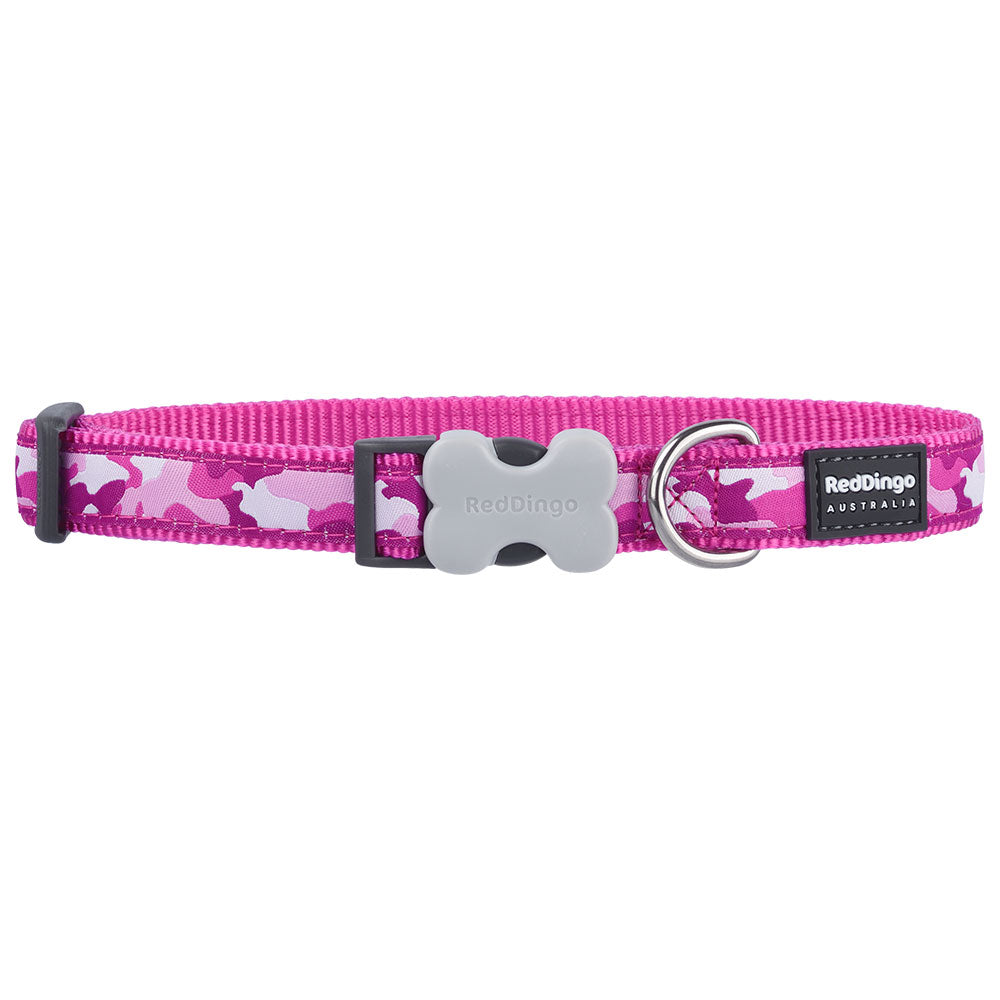 Collier de chien de camouflage (rose vif)