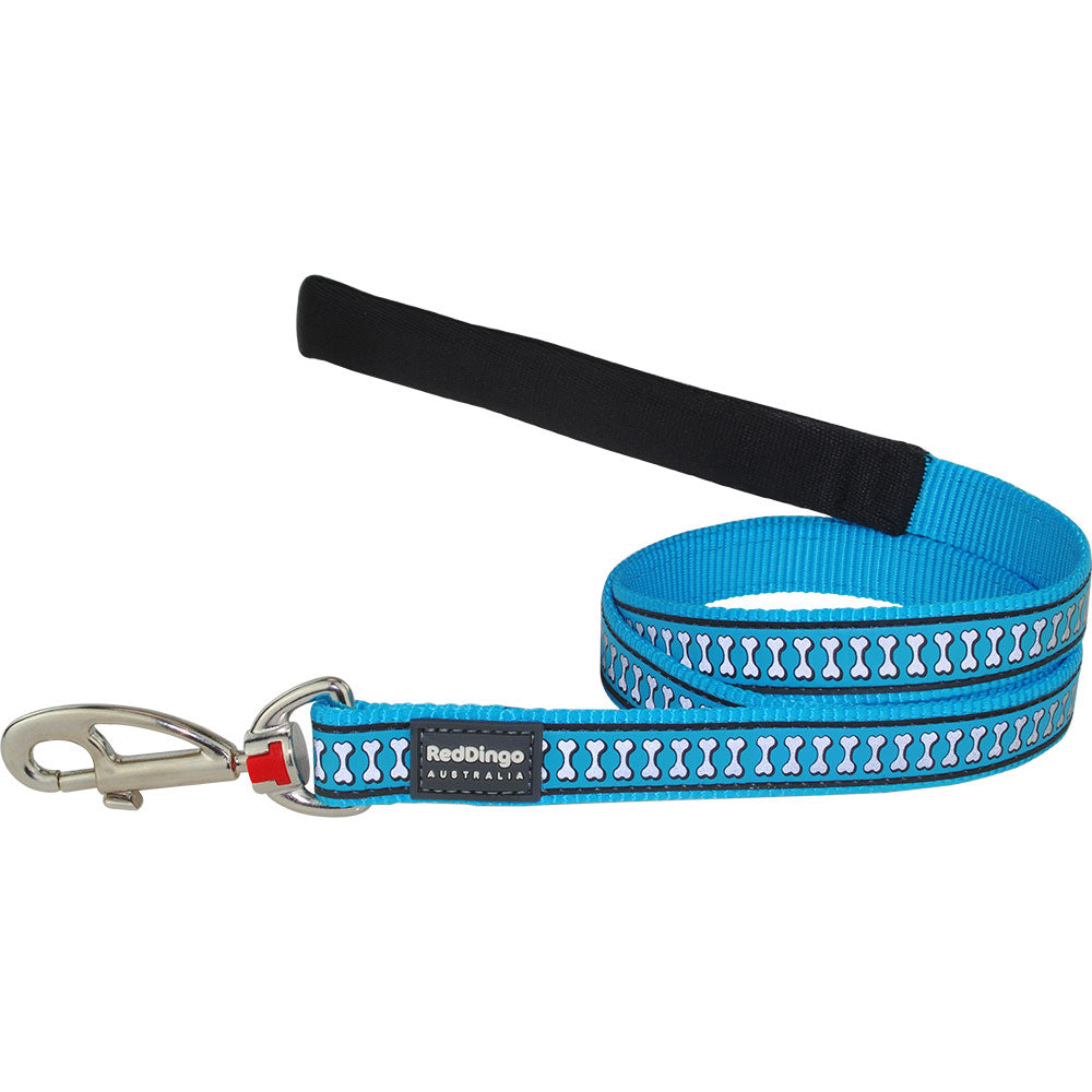 Reflective Bones Dog Lead (Turquoise)