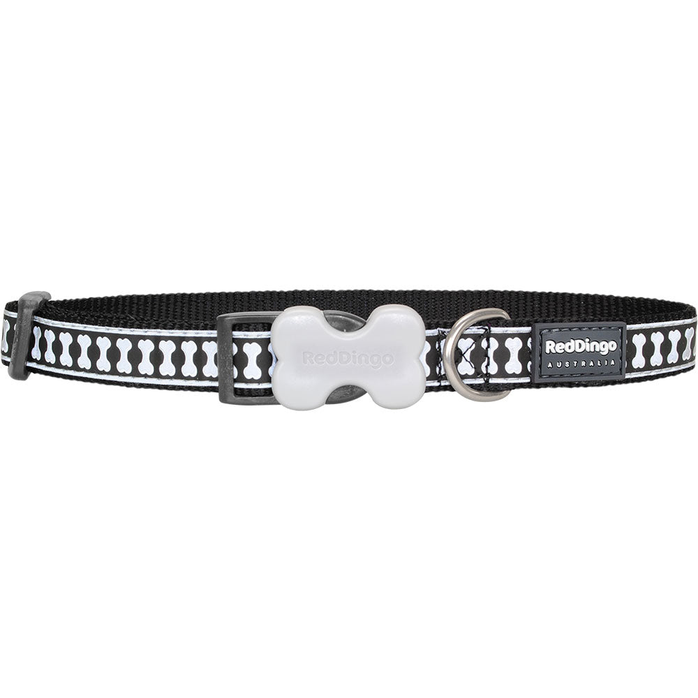 Dog Collar with Reflective Bones Design (Black)