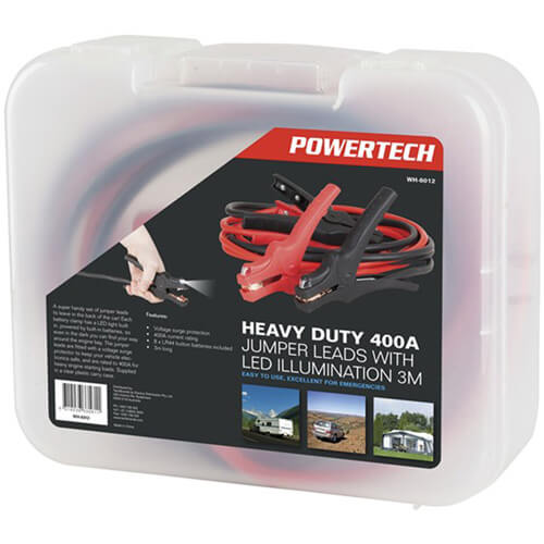 Powertech Cable Jumper Leads Btry Clamps w/ LED (400A 3m)