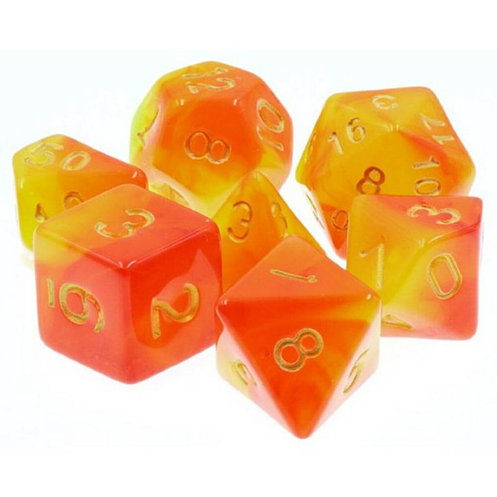 TMG Dice Lava Shock Yellow/Orange Fusion (Set of 7)