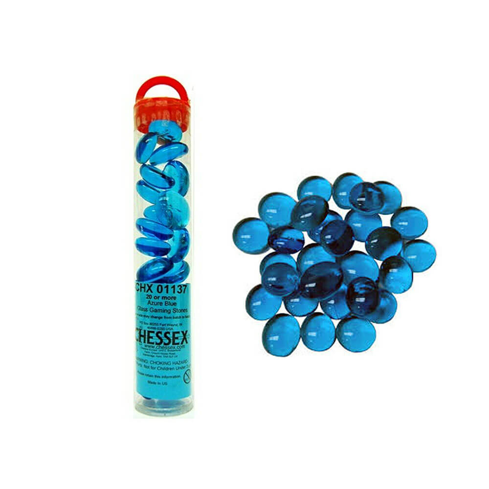 Gaming Stones Crystal Aqua Blue Glass Stones 5 1/2" Tube