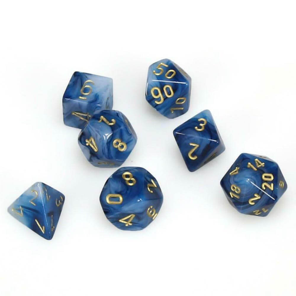 D7 Die Set Dice Phantom Poly (7 Dice/Teal/Gold)