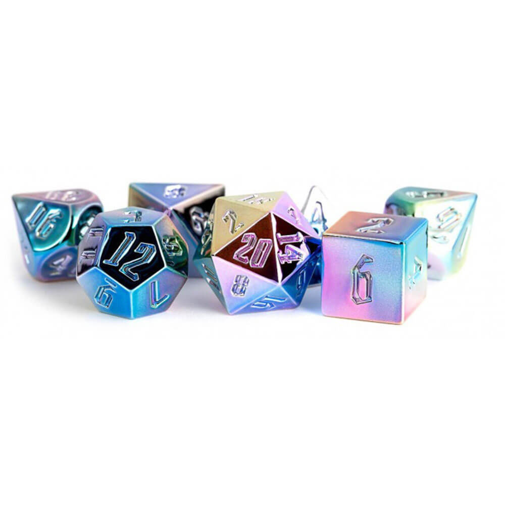 Metálico Rainbow Aegis Polyédrico Dice Set 16 mm