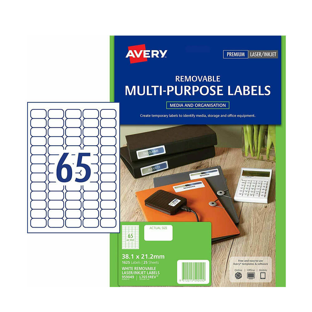 Avery Laser Address Etikett 25PK (65/Sheet)