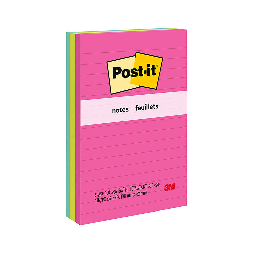 Notas post-it 98x149mm variado (3pk)