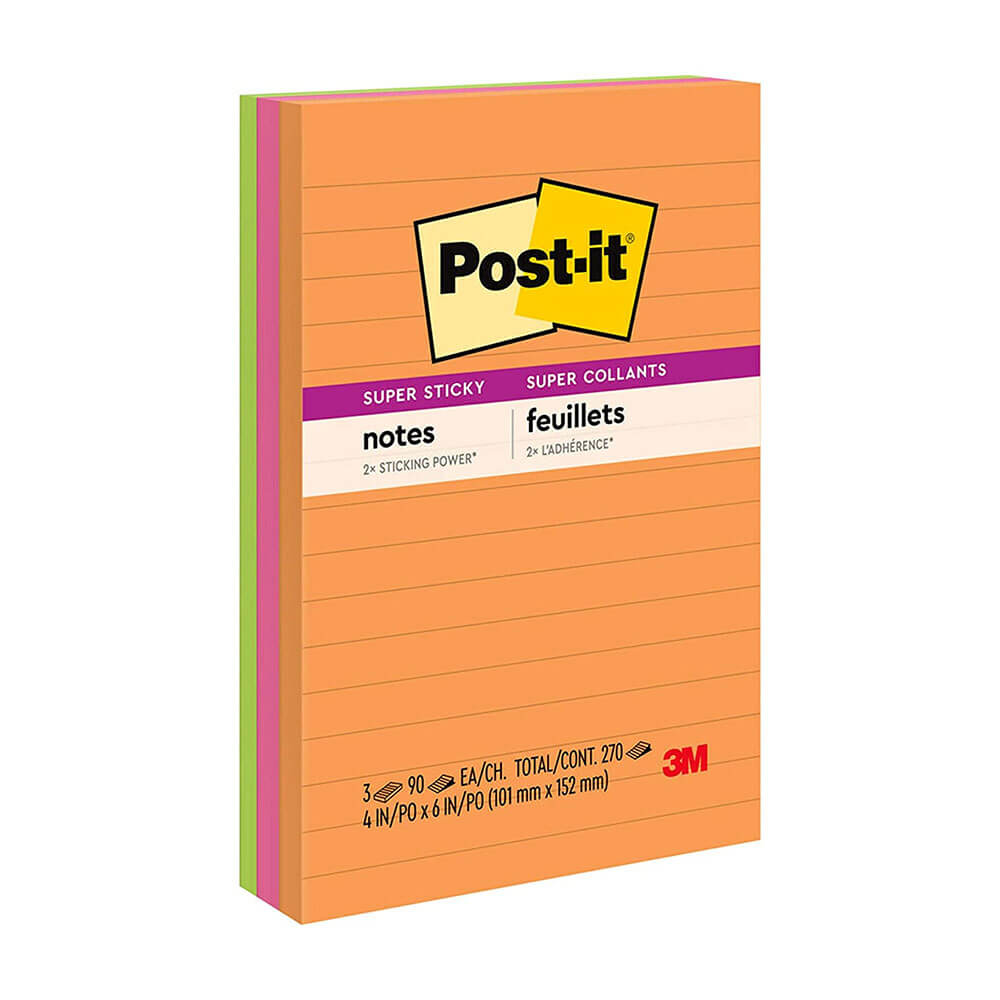 Post-it Notes 98x149mm assorties (3pk)