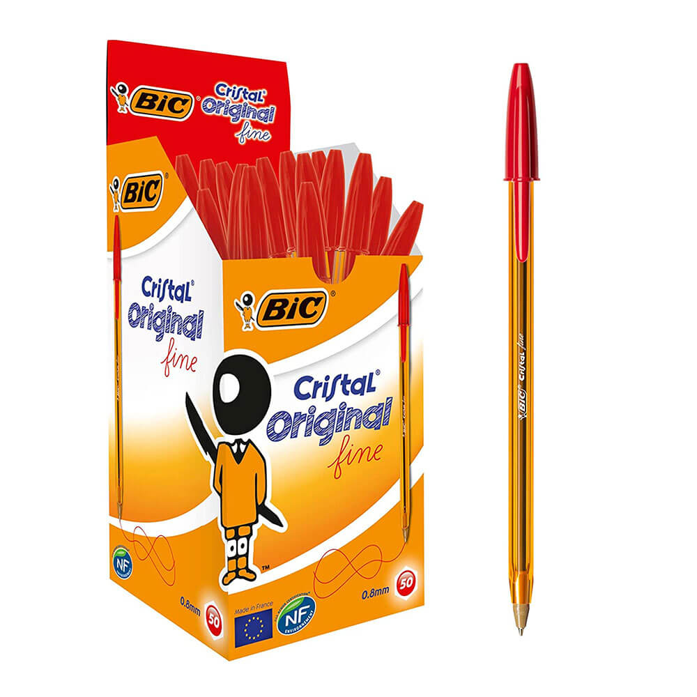 Bic Cristal original caneta esferográfica fina 0,8mm 50pk