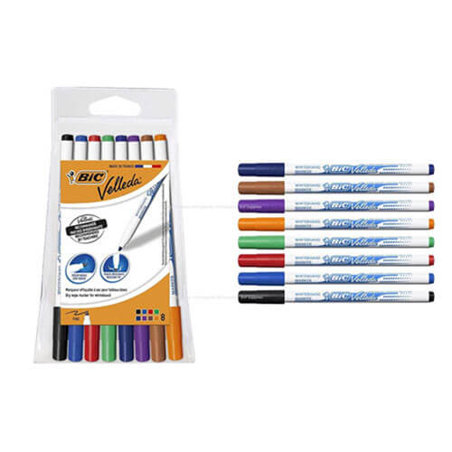 Bic Velleda Whiteboard Marker Assorted (Wallet of 8)