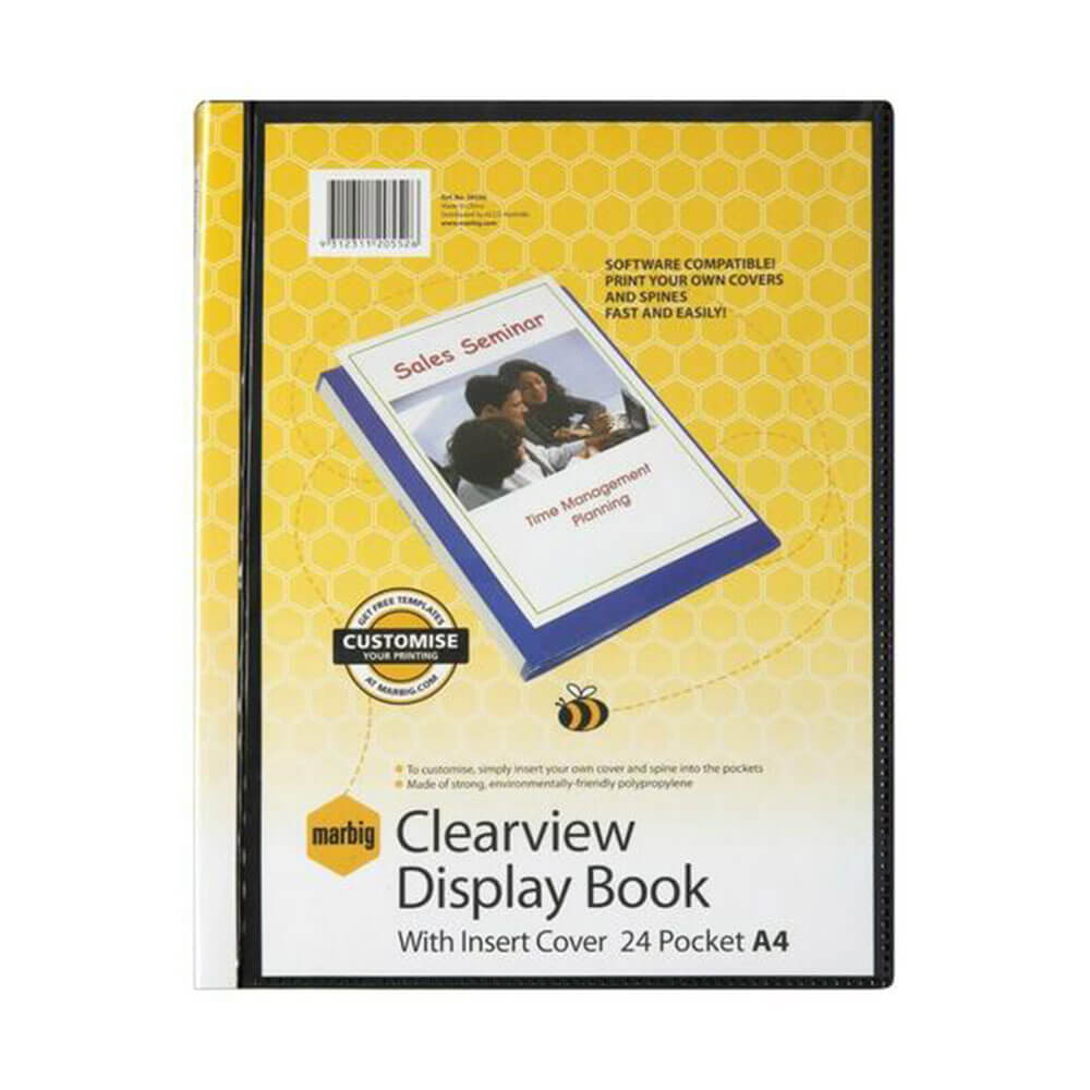 Marbig Display Book ClearView A4 Black