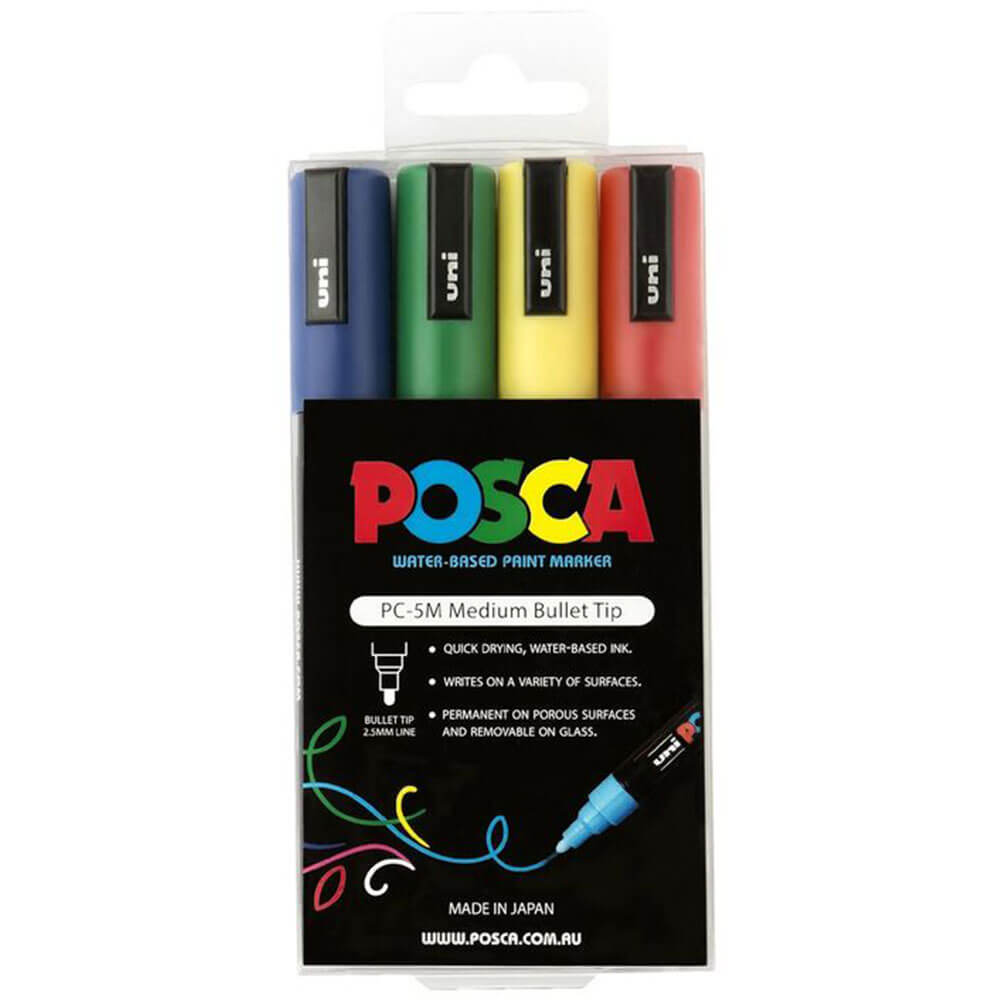 UNI POSCA 2,5 mm Marker pour la pointe assorti (4pk)