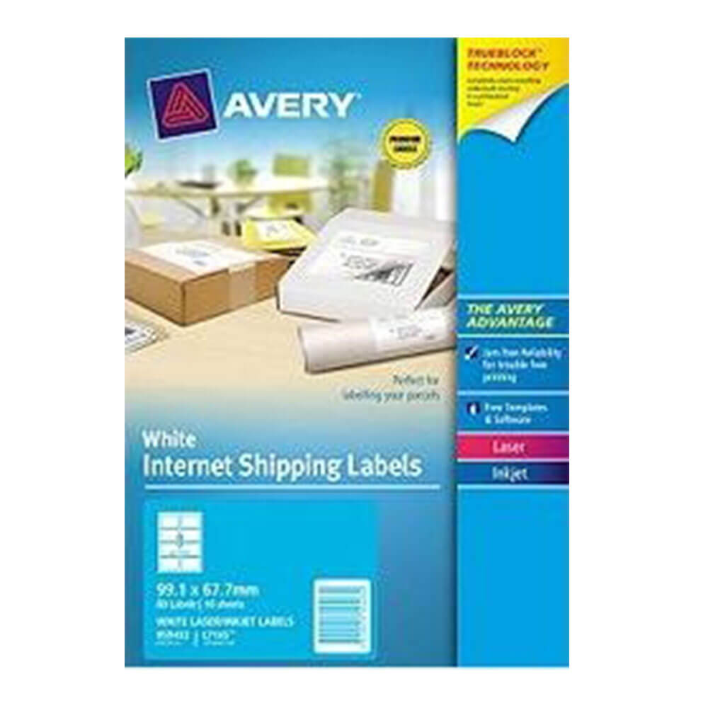  Avery Trueblock Internet-Versandetikett, 10 Stück, Weiß