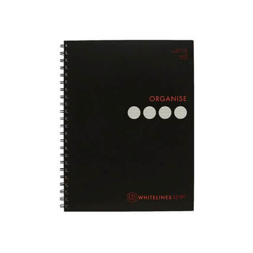 Whitelines Spiral 4 Subject Notebook A4 Black (240 pages)