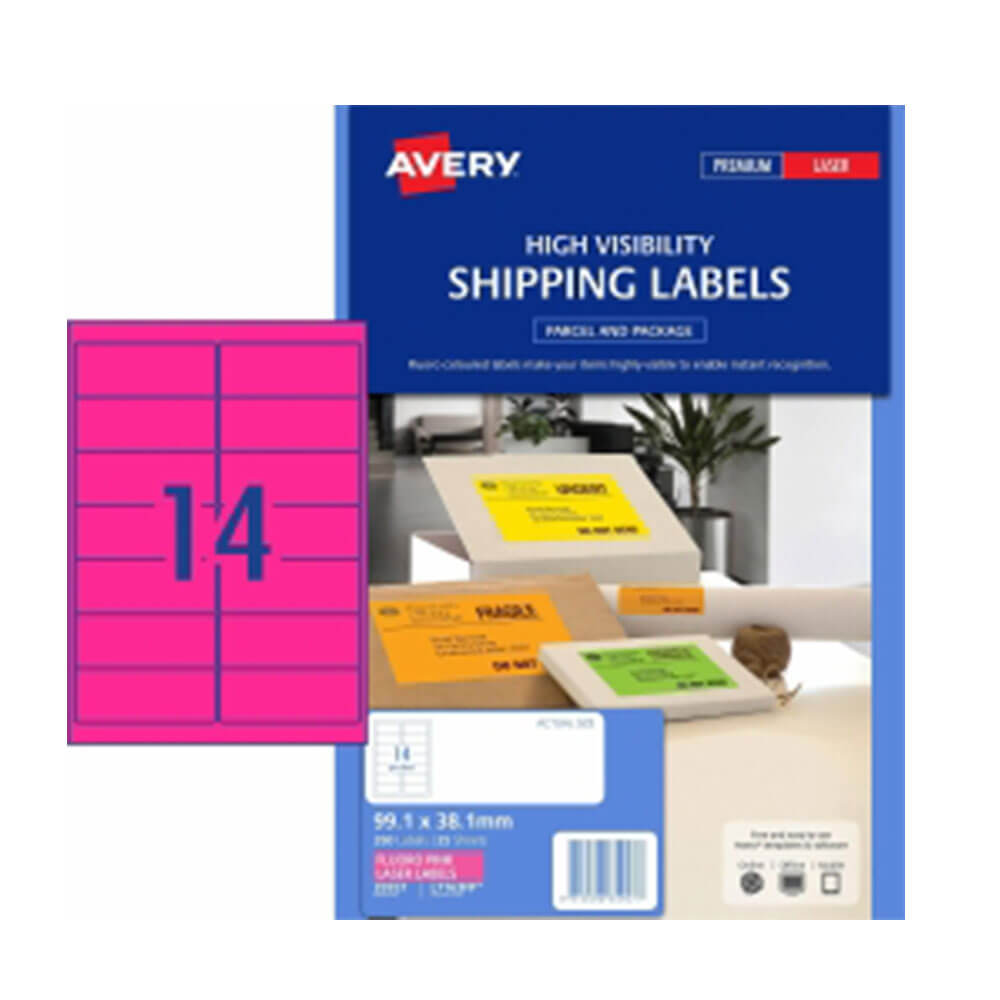 Avery High Bivisibility Shipping Label 25pk 14/sheet