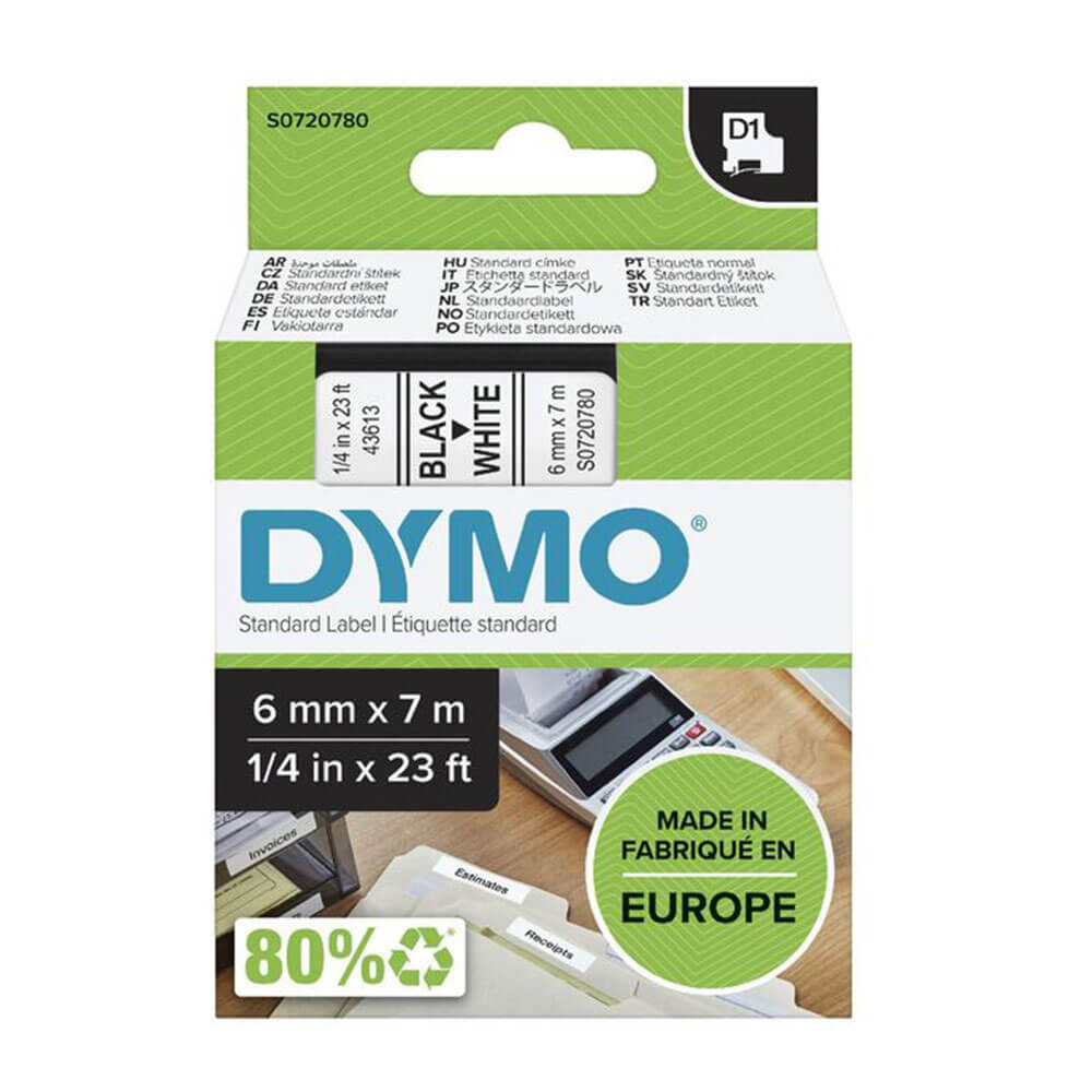 Etiqueta de cinta Dymo D1 6mmx7m