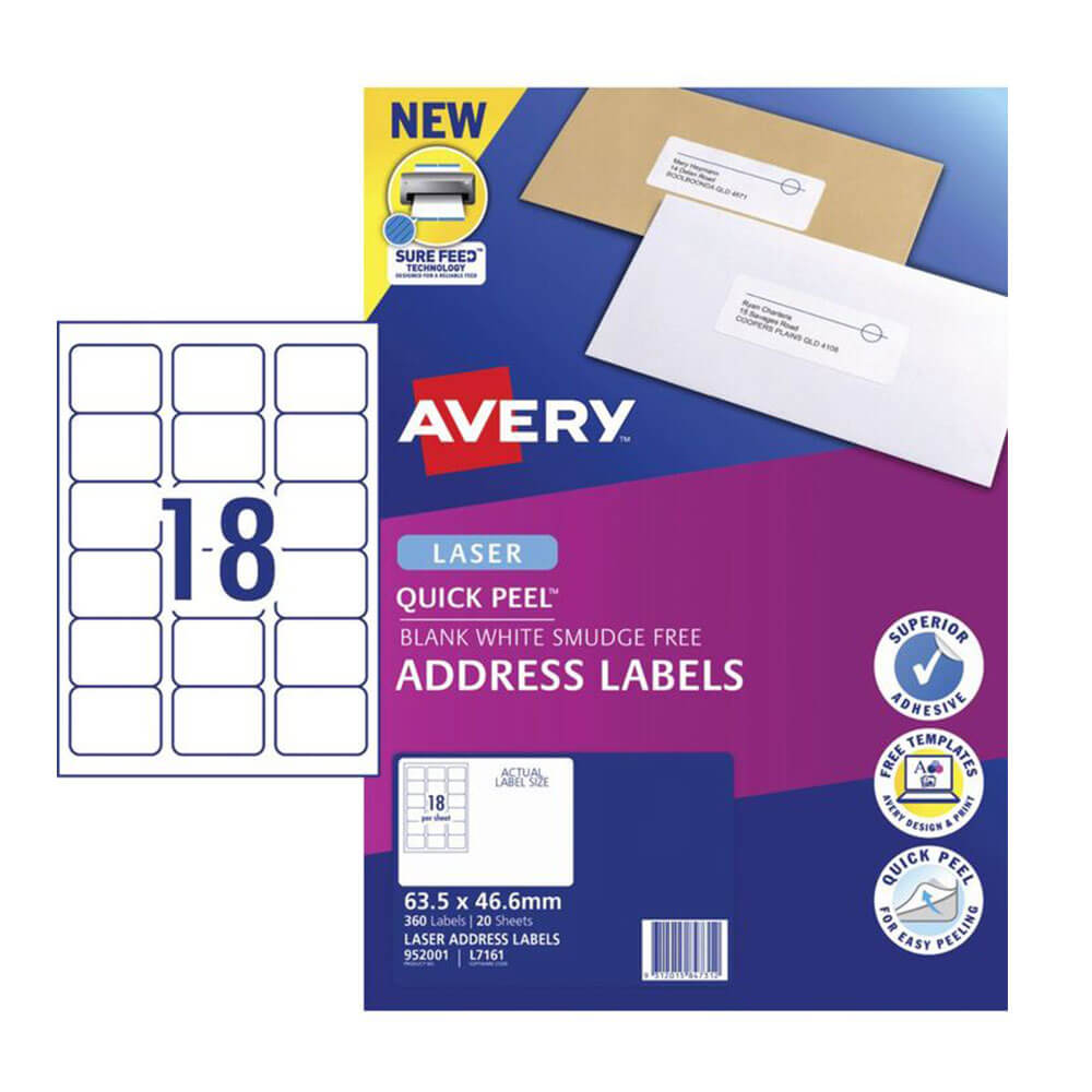 Label Avery Laser Retail Pack (20pk)