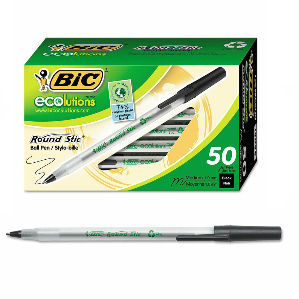 Bic EcolutionsラウンドSTICボールペン1.0mm 50pk