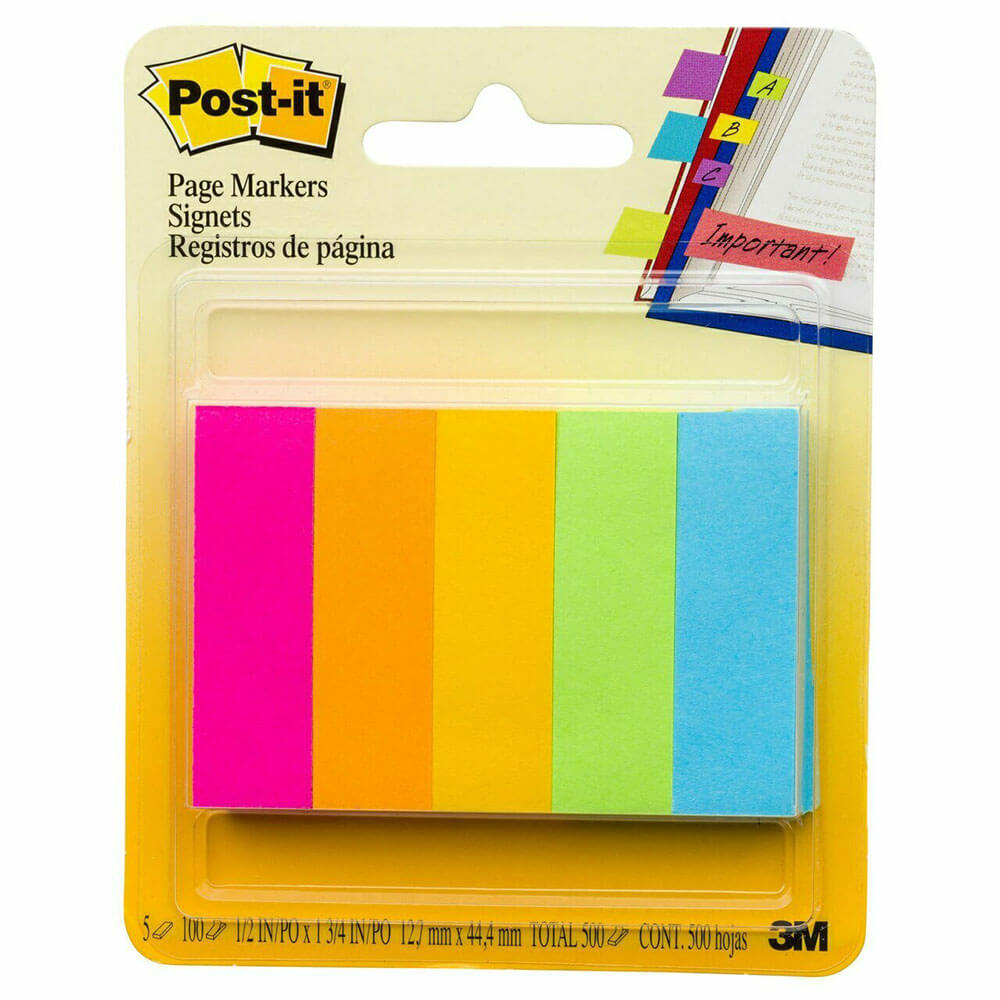 Marcadores de página post-it 500 hojas (5 colores)