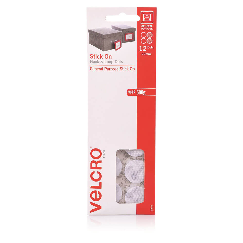 Velcro Stick en puntos de gancho y bucle 22 mm (12pk)