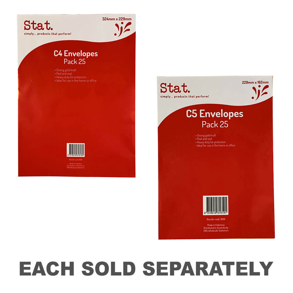 Stat Peal & Seal Envelope 25pk (Kraft)