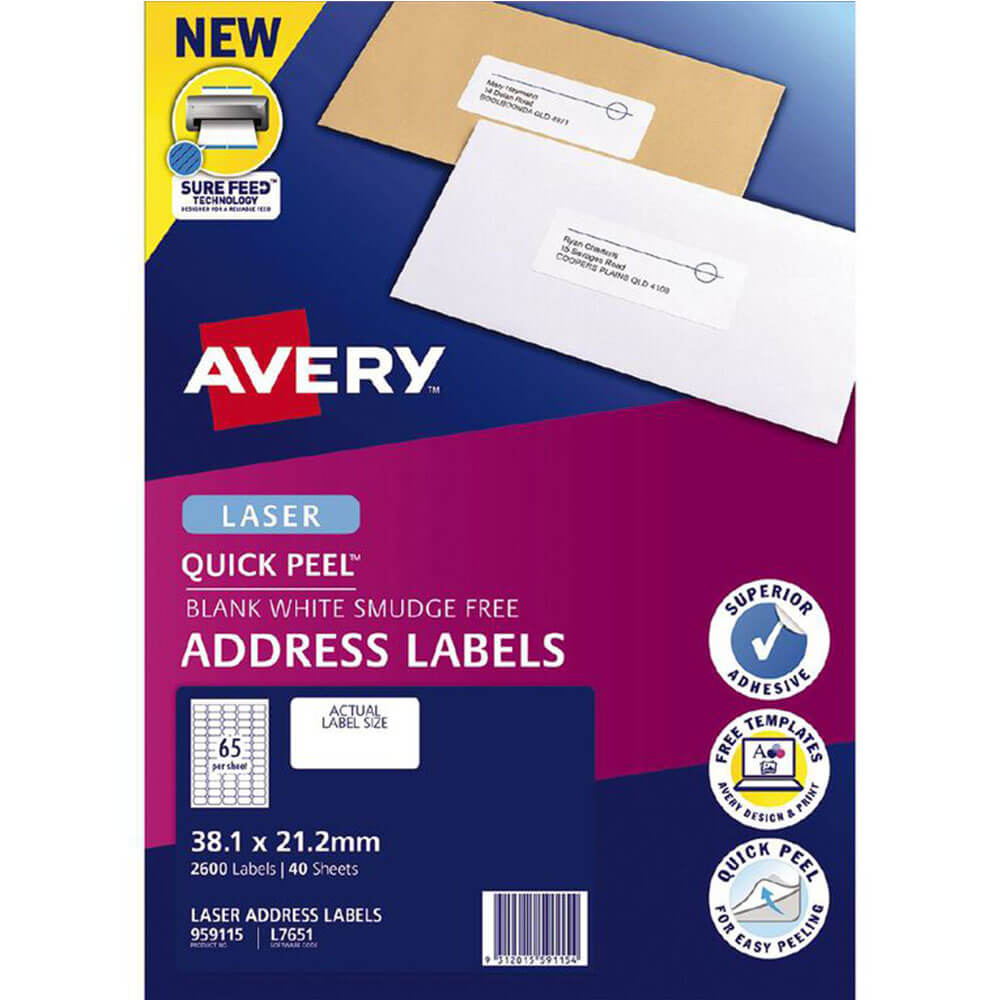 Avery Laser Quick Peel Endereço Rótulos