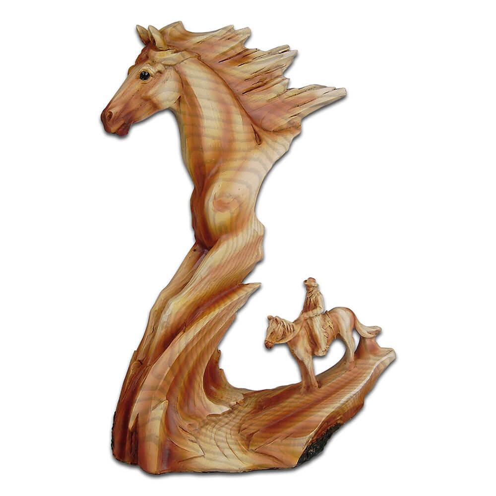 Cherokee River Horse and Cowboy Resin Plaque